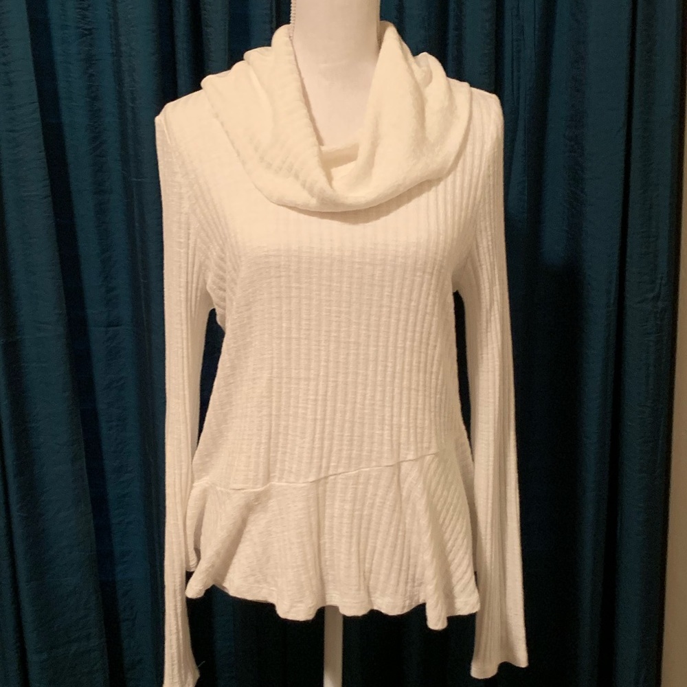 Maeve Winterscape Ivory Peplum Top